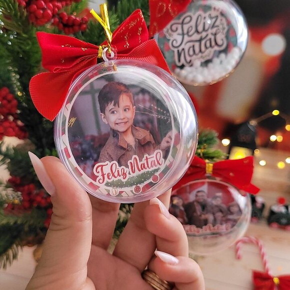 10 Bolinhas ,esfera de Natal Acrílica com Foto