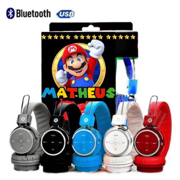 20 Fone sem Fio Personalizado Super Mário