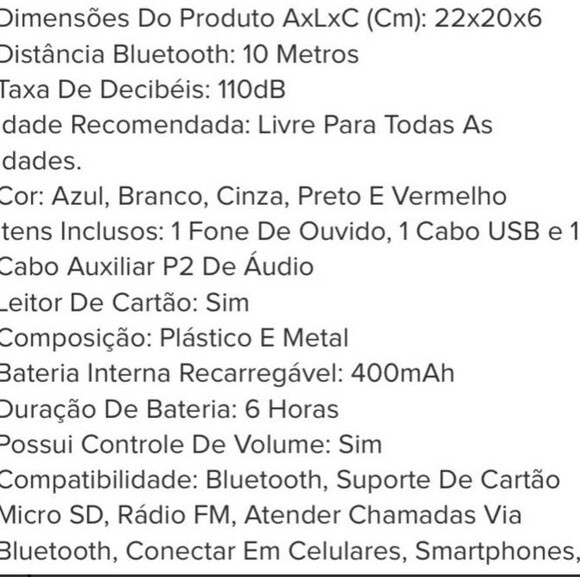 20 Fones de Ouvido Wireless sem Fio, Rádio Fm,mp3