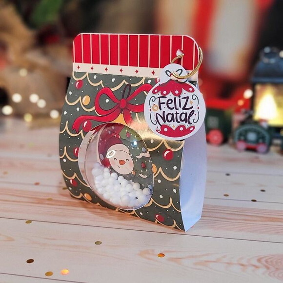 Bolinha de Natal com Foto na Caixa