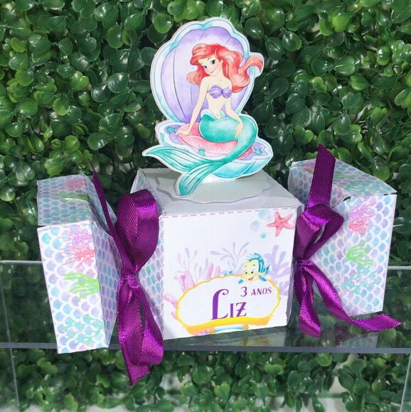 Kit 30 Caixas Personalizadas Ariel Aquarela