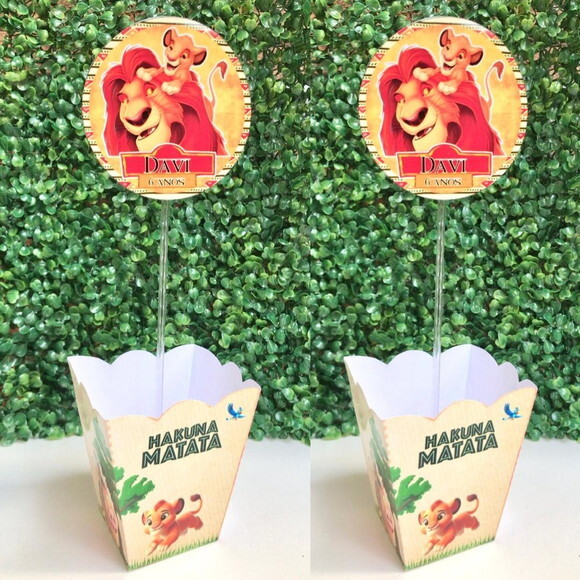 Kit com 10 Centro de Mesa Cachepô Personalizado Rei Leão