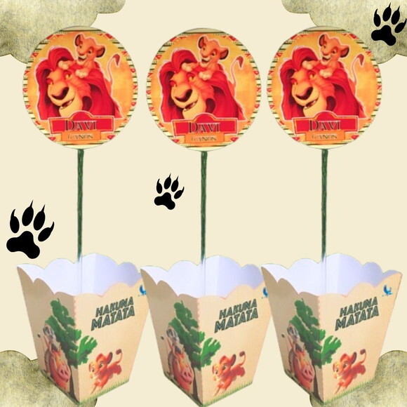 Kit com 10 Centro de Mesa Cachepô Personalizado Rei Leão