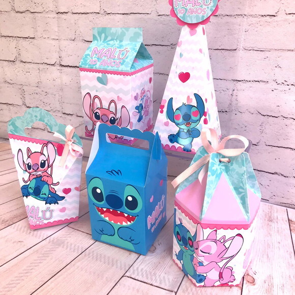 Kit Stitch e Angel 50 Caixas Personalizadas