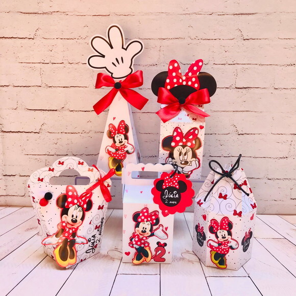 Minnie Vermelha. Kit 20 Caixas Personalizadas