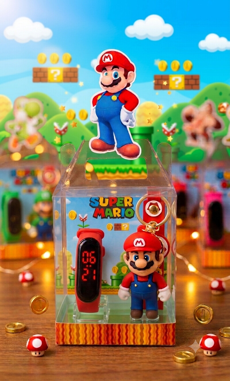 RELÓGIO E CHAVEIRO PERSONALIZADO SUPER MÁRIO - KIT RELÓGIO DIG