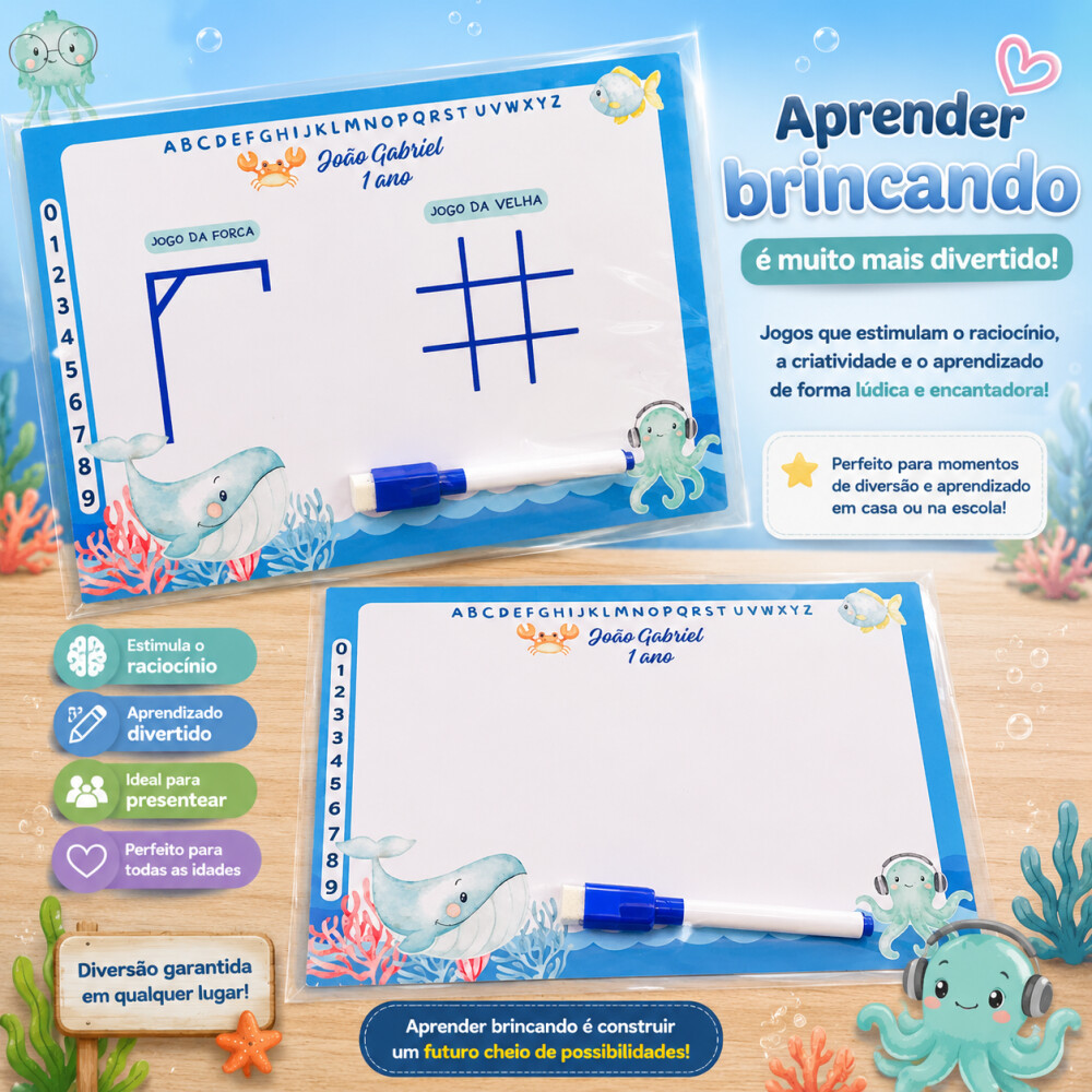 Lousa Mágica tema fundo do Mar Personalizado
