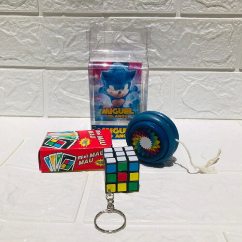 30 Kits Diversão Personalizado Caixa Maleta Acetato Sonic