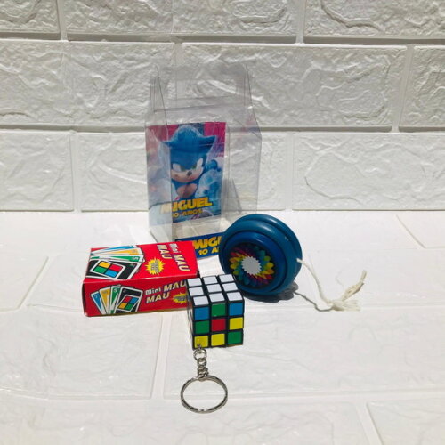 30 Kits Diversão Personalizado Caixa Maleta Acetato Sonic