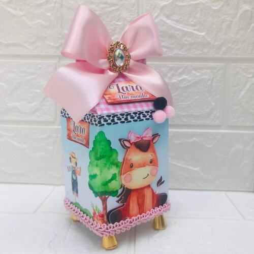 Caixa Milk 3d Luxo Fazendinha Rosa