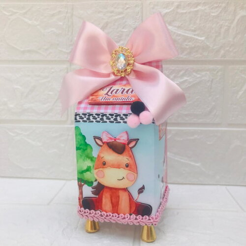 Caixa Milk 3d Luxo Fazendinha Rosa