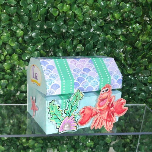 Kit 10 Caixas Personalizadas Baú Ariel Aquarela
