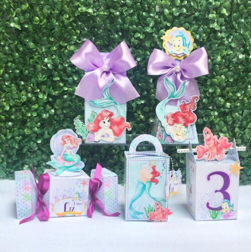 Kit 30 Caixas Personalizadas Ariel Aquarela