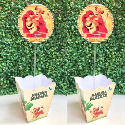 Kit com 10 Centro de Mesa Cachepô Personalizado Rei Leão