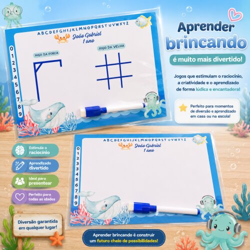 Lousa Mágica tema fundo do Mar Personalizado