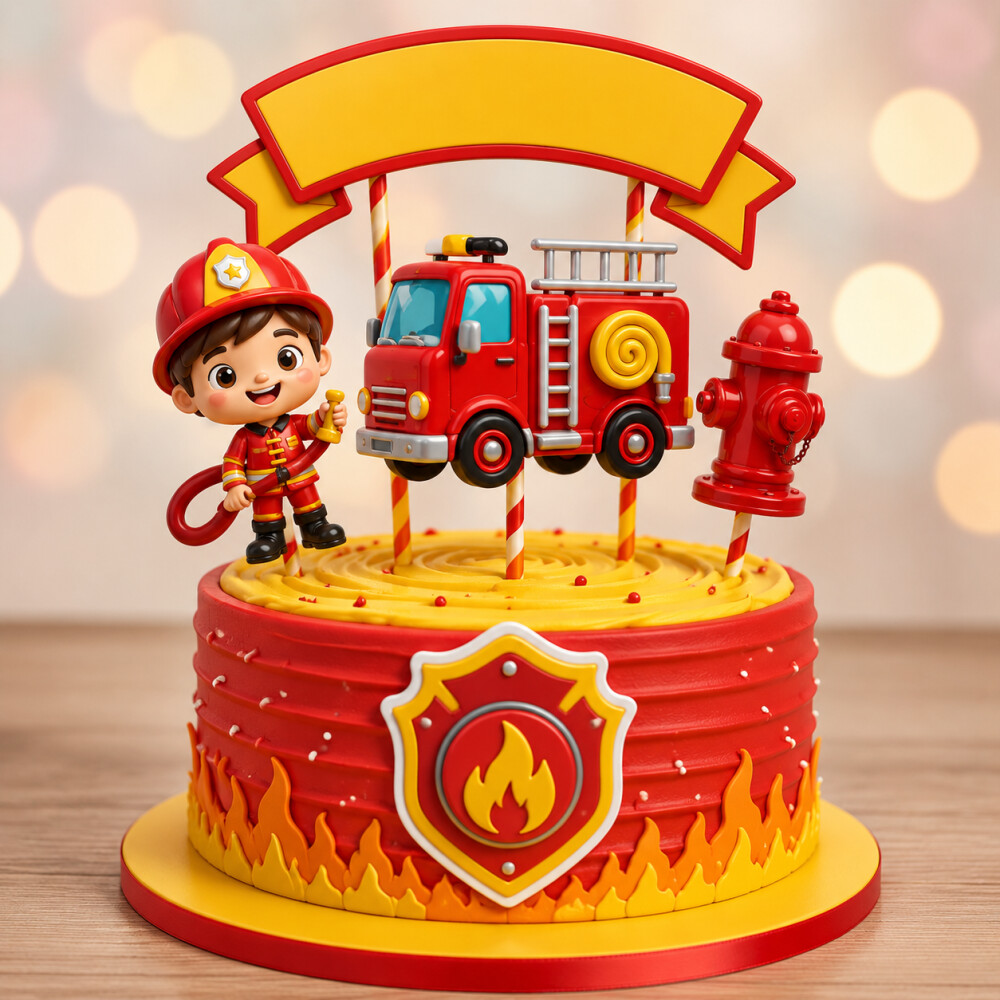 Arte digital para impressão - Topo de Bolo Bombeiros