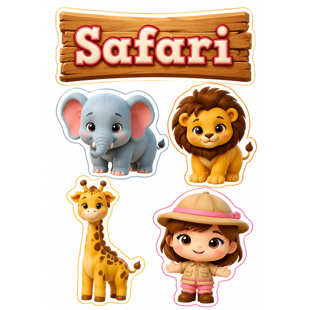 Topo de Bolo Safari Menina