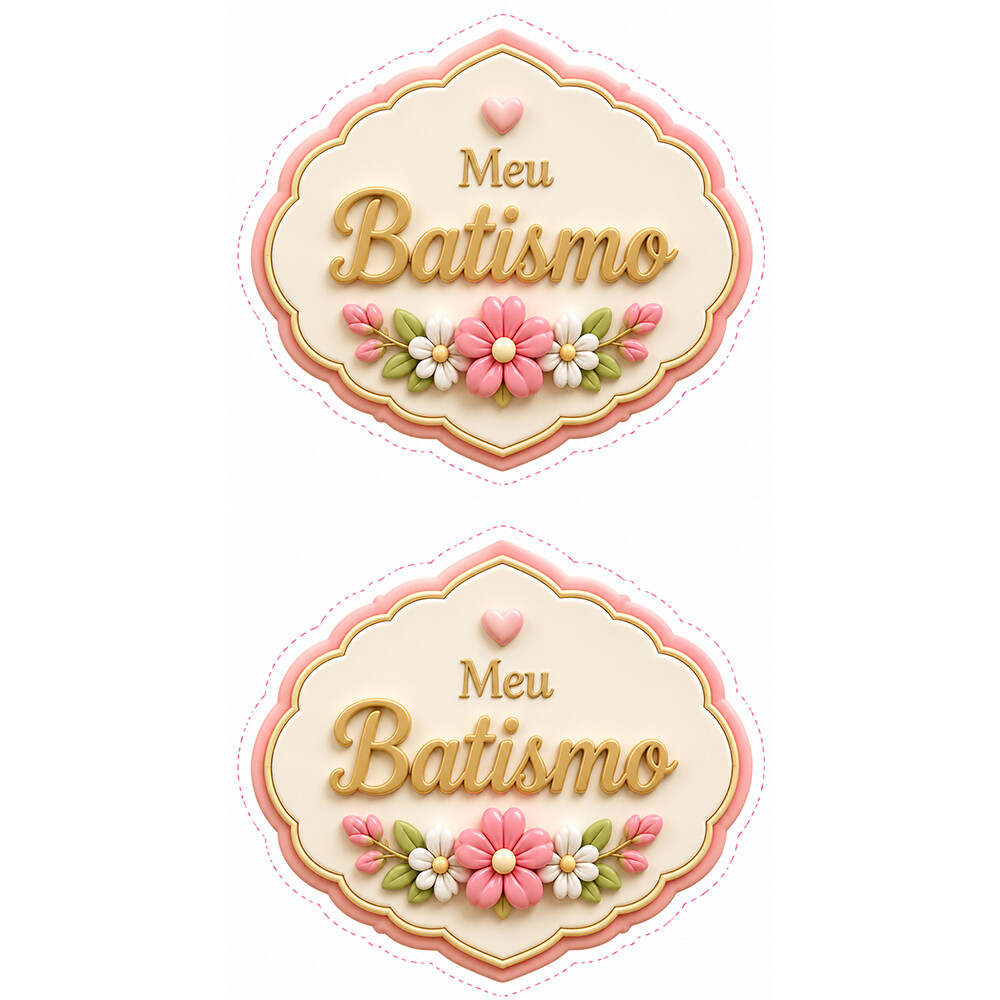 Arquivo de Corte - Topo de Bolo Batismo Menina