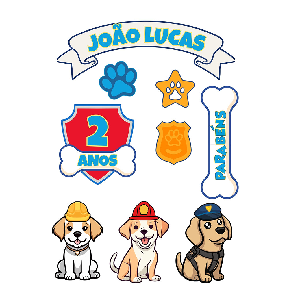 Topo de Bolo Tema Canino