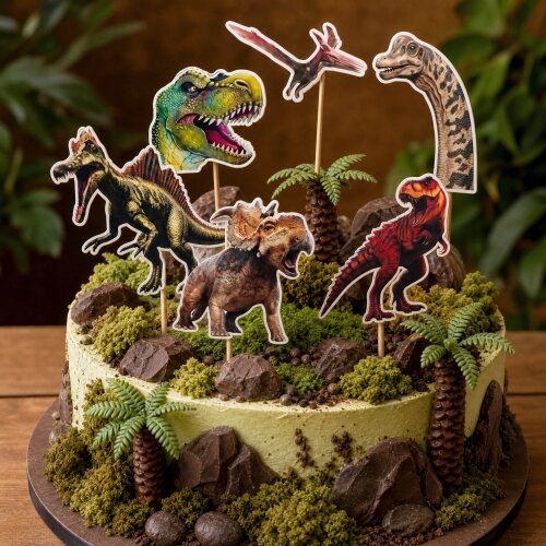 Topo de Bolo Dinossauros - Arquivo de Corte