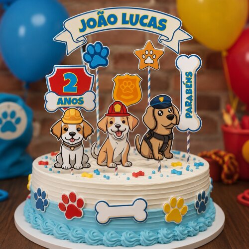 Topo de Bolo Tema Canino