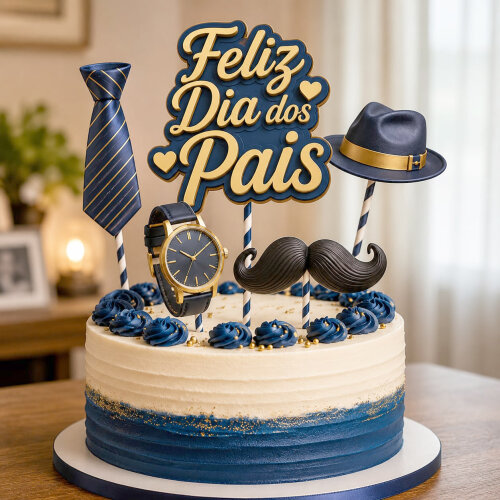 Topo de Bolo Dia dos Pais Elegante