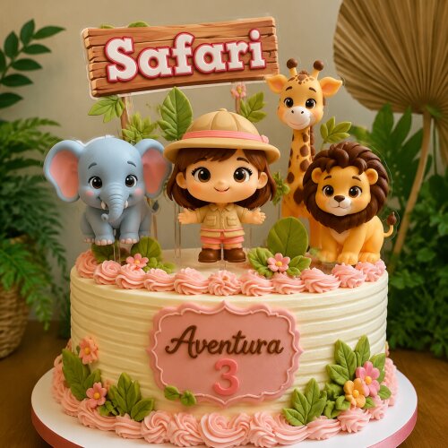 Topo de Bolo Safari Menina