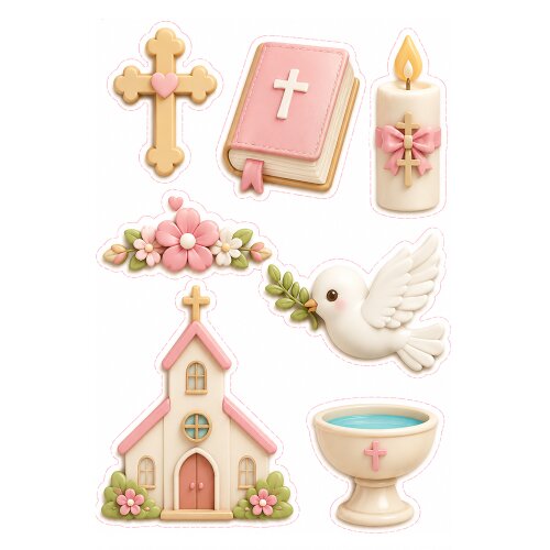 Arquivo de Corte - Topo de Bolo Batismo Menina