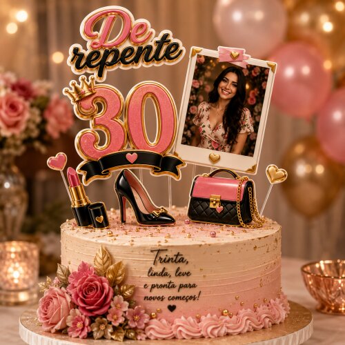 Topo de Bolo - Cake Number - De repente 30 - Arquivo Digital