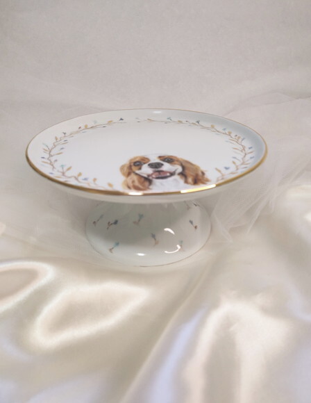 Boleira em Porcelana 20cm com 1 Pet Pintado a Mão