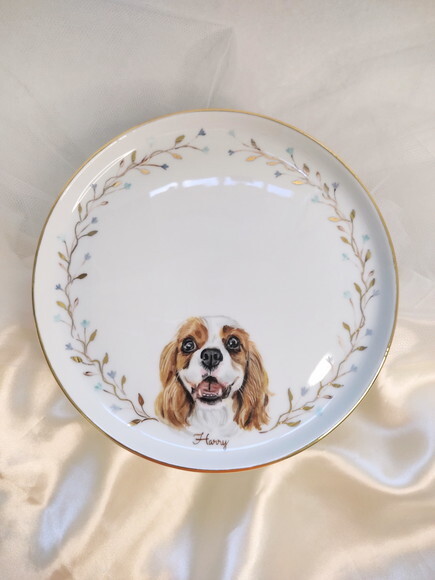 Boleira em Porcelana 20cm com 1 Pet Pintado a Mão