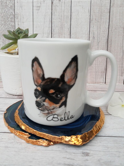 Caneca com Três Pets Pintados a Mão
