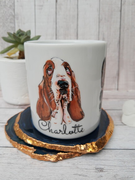Caneca com Três Pets Pintados a Mão