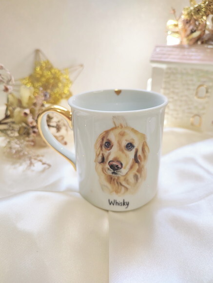 Caneca com Um Pet Pintado + Meio Cabo em Ouro