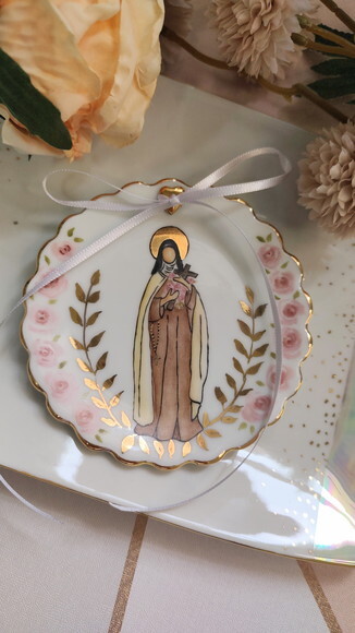 Porta Alianças em Porcelana 10,5cm Santa Terezinha