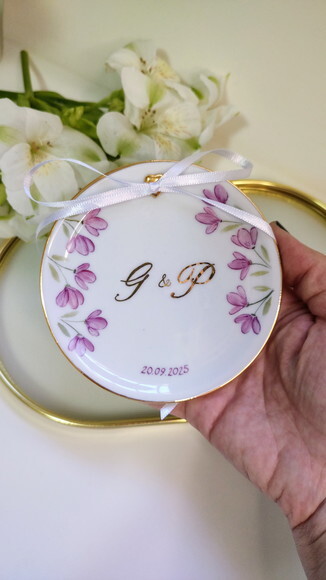 Porta Alianças em Porcelana 10,8cm Modelo Lila