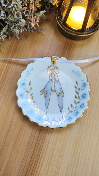 Porta Alianças Porcelana 10,5cm Nossa Senhora das Graças
