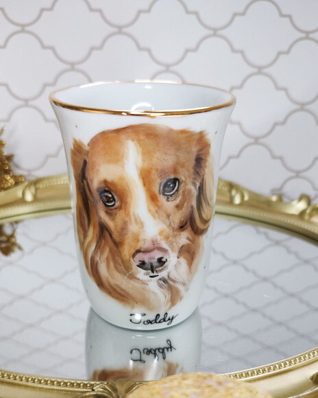 Porta Lápis em Porcelana com Um Pet Pintado
