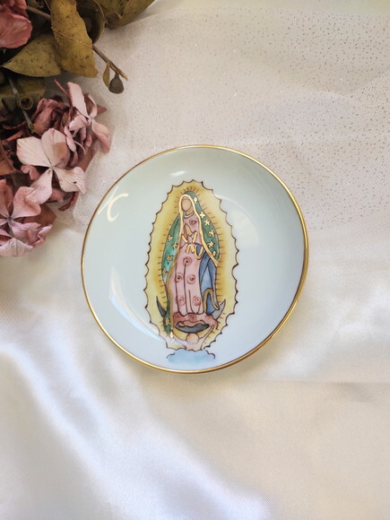 Pratinho Joia do Dia Redondo de Guadalupe Pintada a Mão