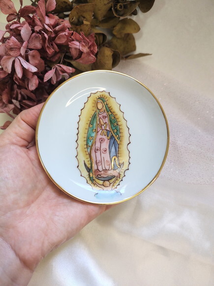 Pratinho Joia do Dia Redondo de Guadalupe Pintada a Mão