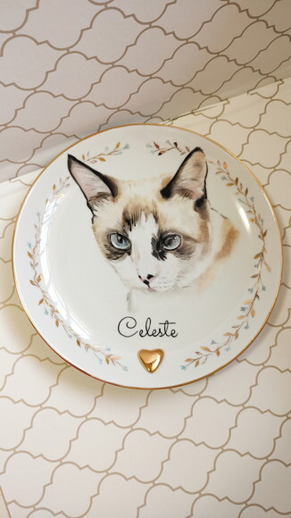 Prato Decorativo 26cm com Um Pet Pintado Borda Delicada