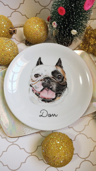 Prato Decorativo com Um Pet Pintado 19cm