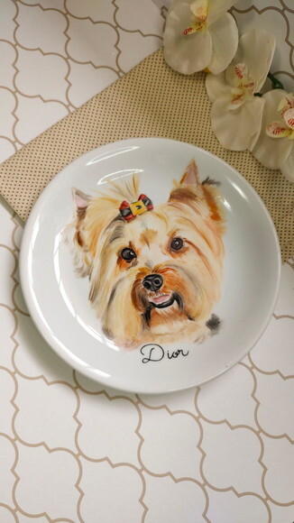 Prato Decorativo com Um Pet Pintado 19cm
