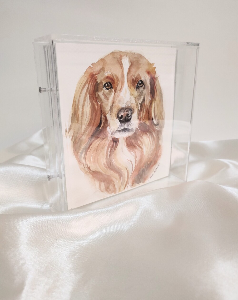 Aquarela do pet  na Moldura Acrílica 15x15cm