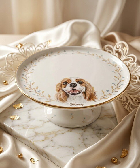 Boleira em Porcelana 20cm com 1 Pet Pintado a Mão