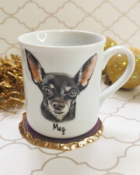Caneca em Porcelana com Dois Pets Pintados a Mão Tradicional