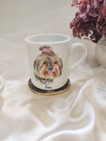 Caneca em Porcelana com Dois Pets Pintados a Mão Tradicional
