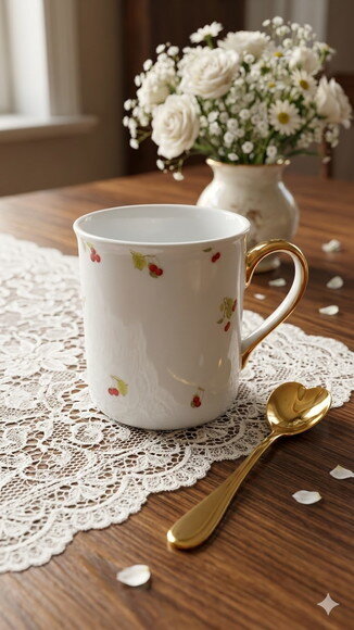 Kit Coador de Café + Caneca Cerejas Coleção Realeza