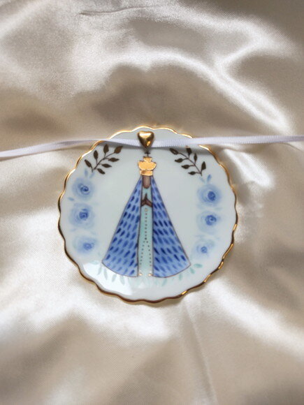 Porta Alianças em Porcelana 10,5cm Nossa Senhora