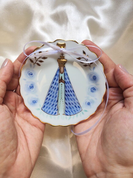 Porta Alianças em Porcelana 10,5cm Nossa Senhora
